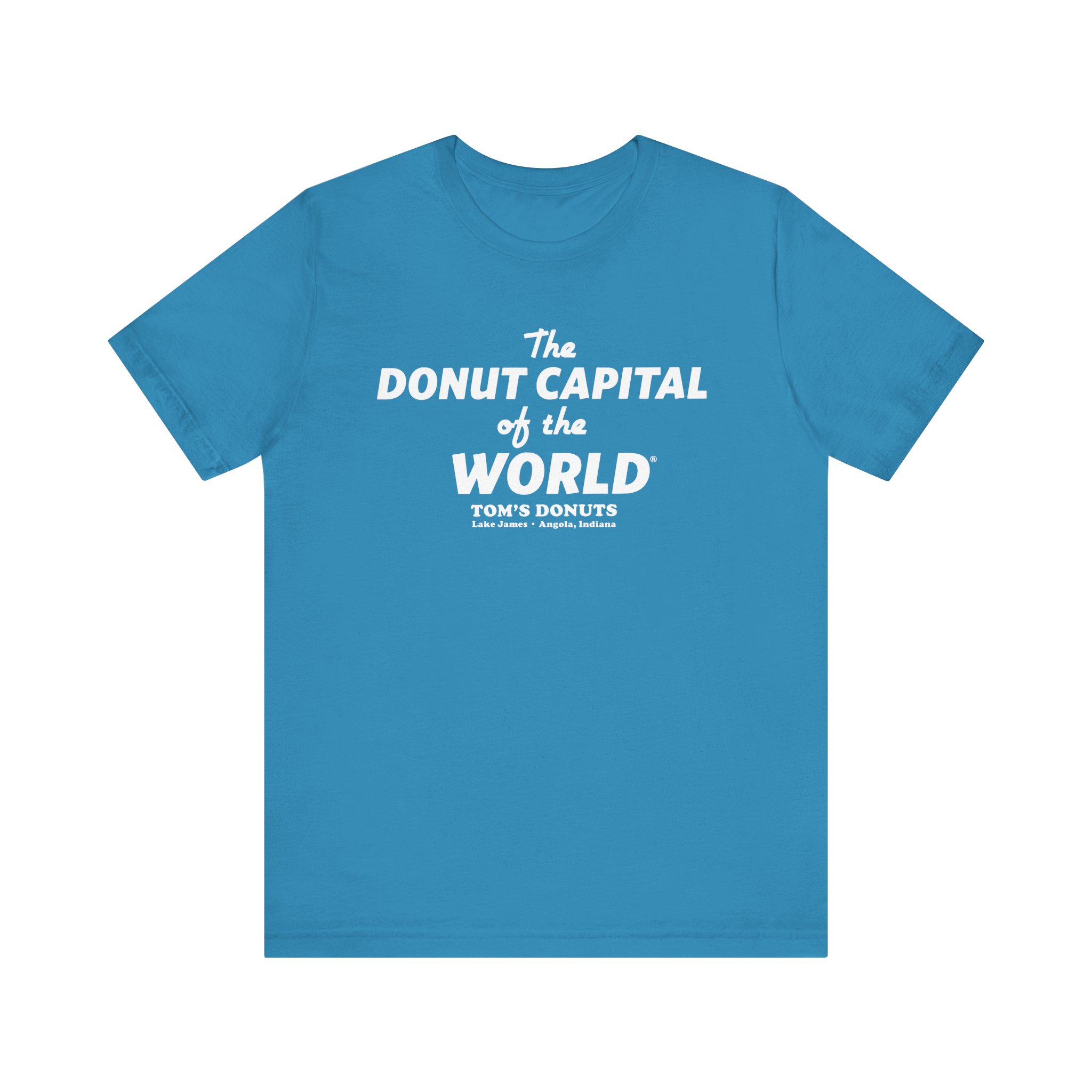 "The Donut Capital Of The World" Tom's Donut Original Aqua Blue T-shirts