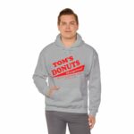 Tom's Donuts Unisex Heavy Blend™ Hooded Sweatshirt Red Logo