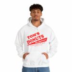 Tom's Donuts Unisex Heavy Blend™ Hooded Sweatshirt Red Logo