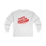 Tom's Donuts Unisex Ultra Cotton Long Sleeve Tee Red Logo