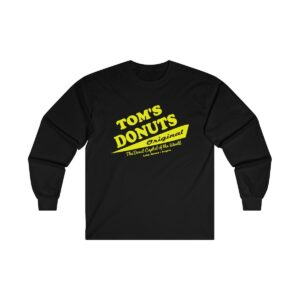 Tom's Donuts Unisex Ultra Cotton Long Sleeve Tee Yellow Logo