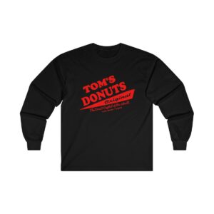 Tom's Donuts Unisex Ultra Cotton Long Sleeve Tee Red Logo